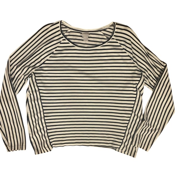 Chico’s Striped Long Sleeve Top Size XL Black White Stretch Oversized Casual - Picture 6 of 8